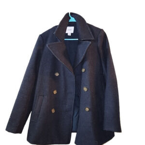 Navy Blue  Peacoat with Buttons Size Medium.